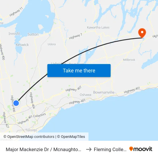 Major Mackenzie Dr / Mcnaughton Rd to Fleming College map