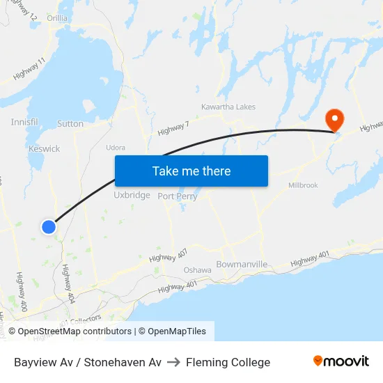Bayview Av / Stonehaven Av to Fleming College map