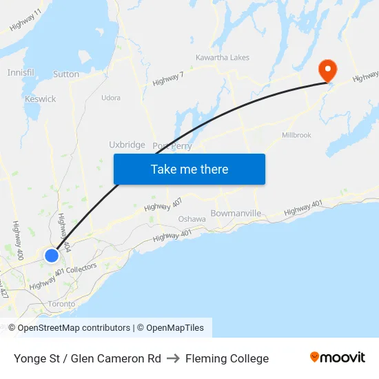 Yonge St / Glen Cameron Rd to Fleming College map