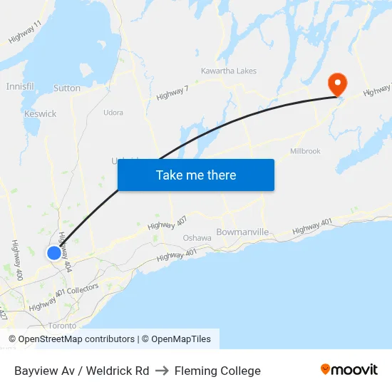 Bayview Av / Weldrick Rd to Fleming College map