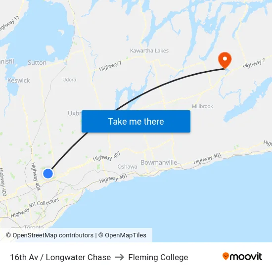 16th Av / Longwater Chase to Fleming College map