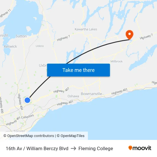16th Av / William Berczy Blvd to Fleming College map