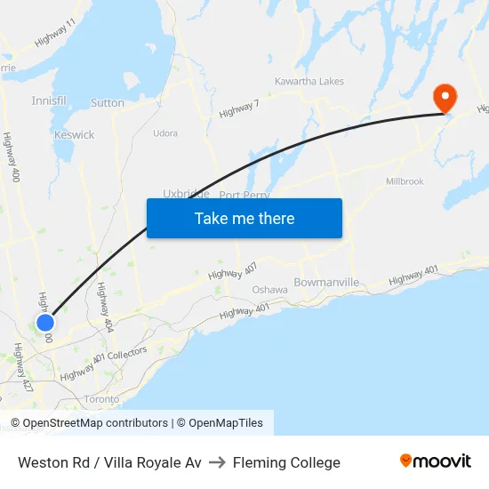 Weston Rd / Villa Royale Av to Fleming College map
