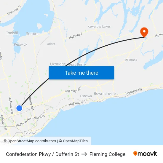 Confederation Pkwy / Dufferin St to Fleming College map