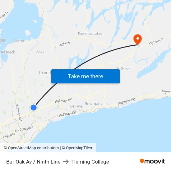 Bur Oak Av / Ninth Line to Fleming College map