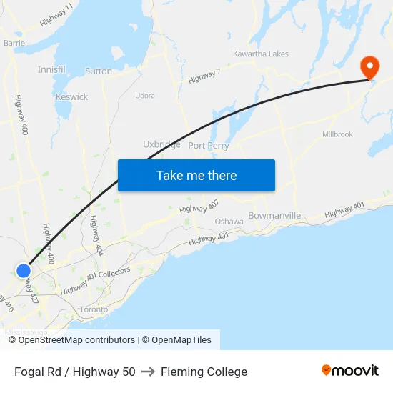 Fogal Rd / Highway 50 to Fleming College map