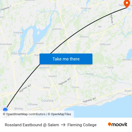 Rossland Eastbound @ Salem to Fleming College map