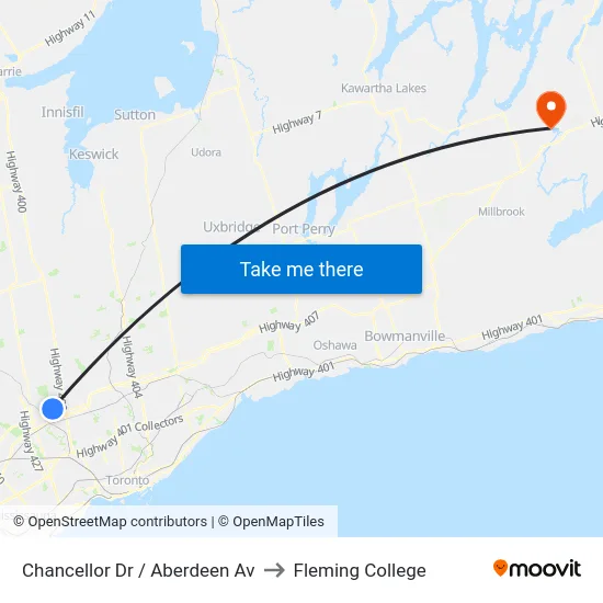 Chancellor Dr / Aberdeen Av to Fleming College map
