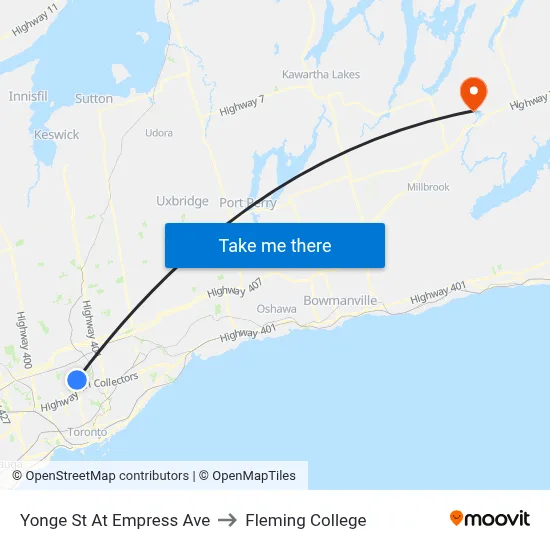 Yonge St At Empress Ave to Fleming College map