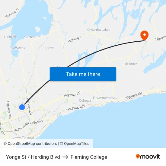 Yonge St / Harding Blvd to Fleming College map