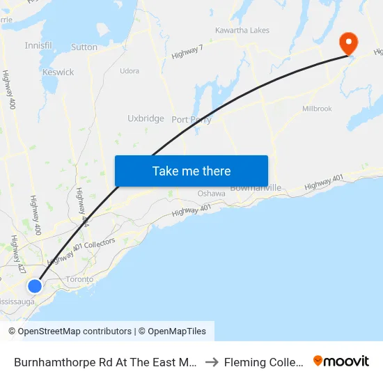 Burnhamthorpe Rd At The East Mall to Fleming College map