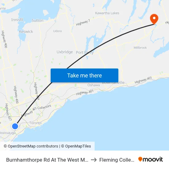 Burnhamthorpe Rd At The West Mall to Fleming College map