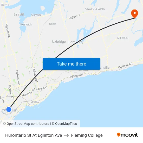 Hurontario St At Eglinton Ave to Fleming College map