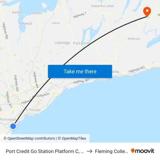 Port Credit Go Station Platform C, D, E to Fleming College map