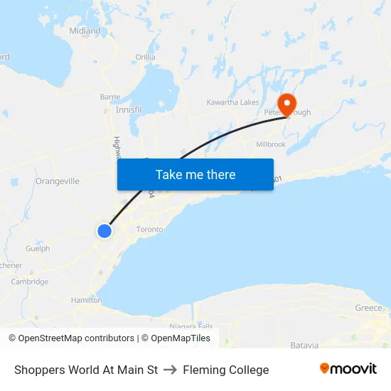 Shoppers World At Main St to Fleming College map