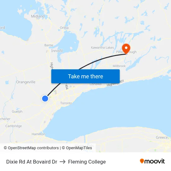Dixie Rd At Bovaird Dr to Fleming College map