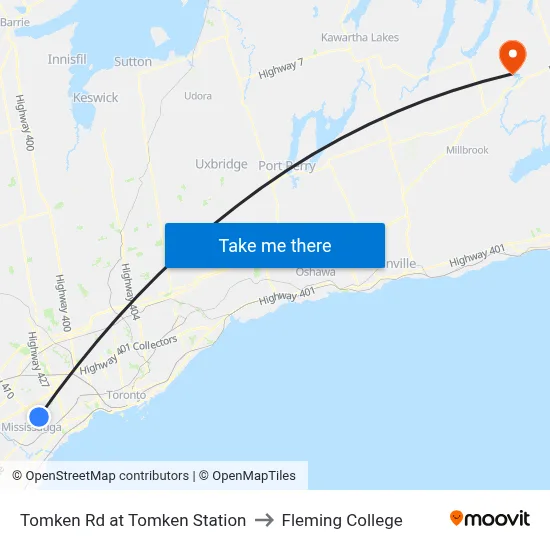 Tomken Rd at Tomken Station to Fleming College map