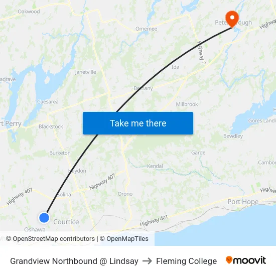 Grandview Northbound @ Lindsay to Fleming College map