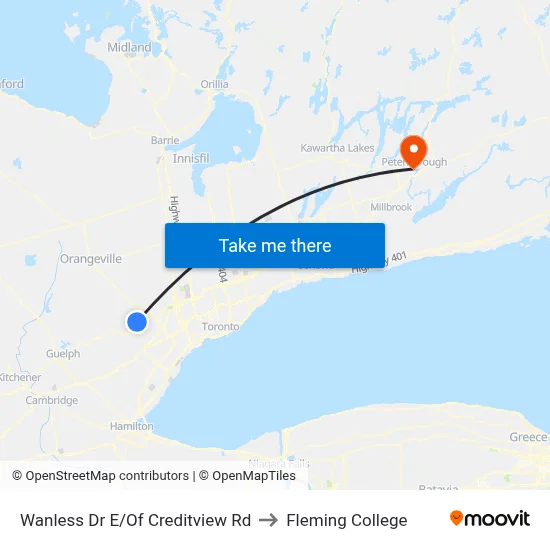 Wanless Dr E/Of Creditview Rd to Fleming College map