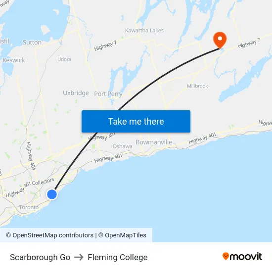 Scarborough Go to Fleming College map