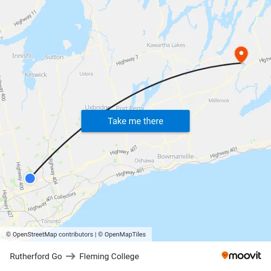 Rutherford Go to Fleming College map
