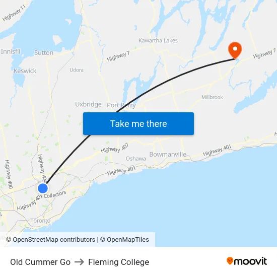 Old Cummer Go to Fleming College map