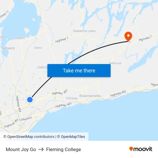 Mount Joy Go to Fleming College map