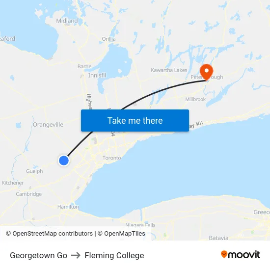 Georgetown Go to Fleming College map