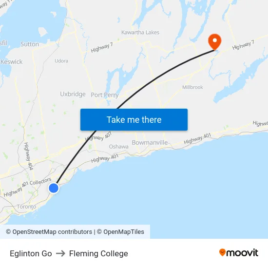 Eglinton Go to Fleming College map