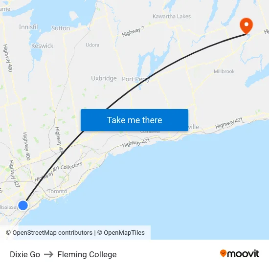 Dixie Go to Fleming College map