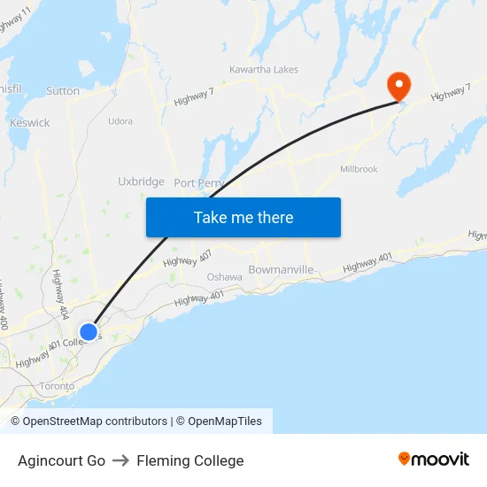 Agincourt Go to Fleming College map