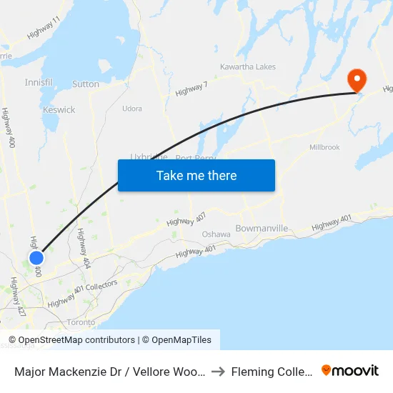 Major Mackenzie Dr / Vellore Woods to Fleming College map