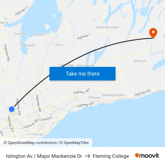 Islington Av / Major Mackenzie Dr to Fleming College map