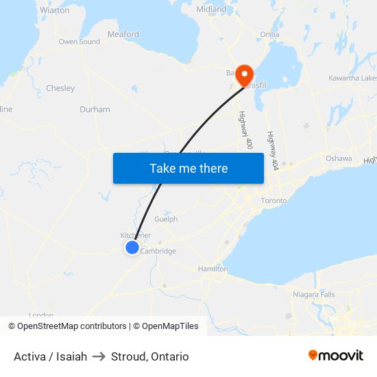 Activa / Isaiah to Stroud, Ontario map