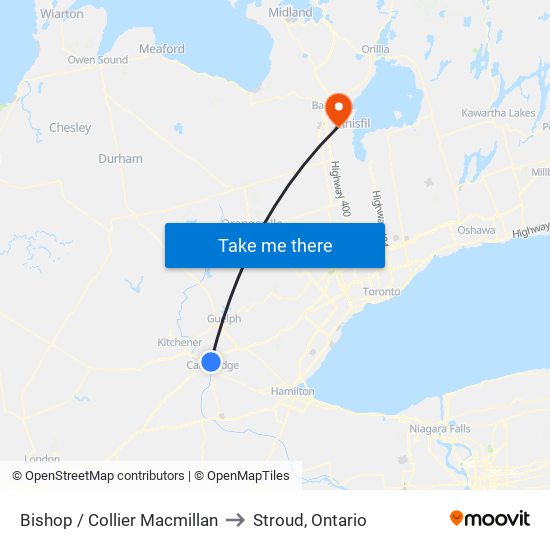 Bishop / Collier Macmillan to Stroud, Ontario map