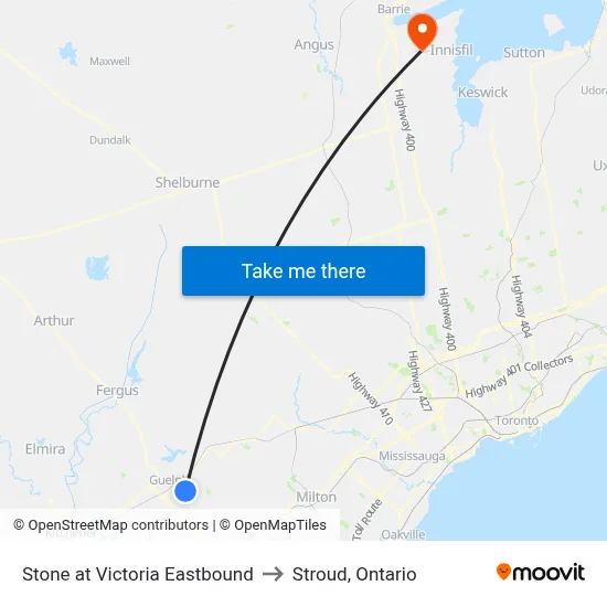 Stone at Victoria Eastbound to Stroud, Ontario map