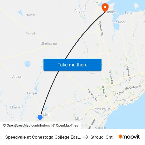 Speedvale at Conestoga College Eastbound to Stroud, Ontario map