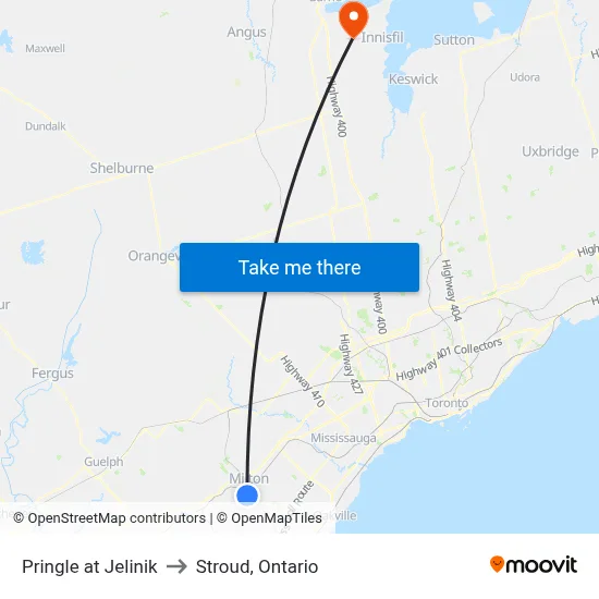 Pringle at Jelinik to Stroud, Ontario map
