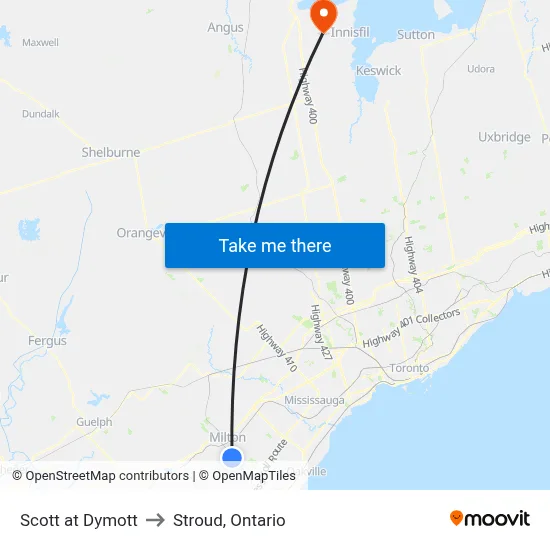 Scott at Dymott to Stroud, Ontario map