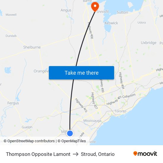 Thompson Opposite Lamont to Stroud, Ontario map