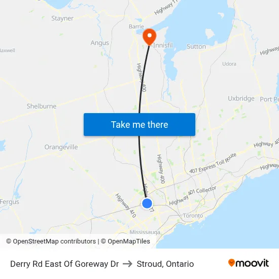 Derry Rd East Of Goreway Dr to Stroud, Ontario map