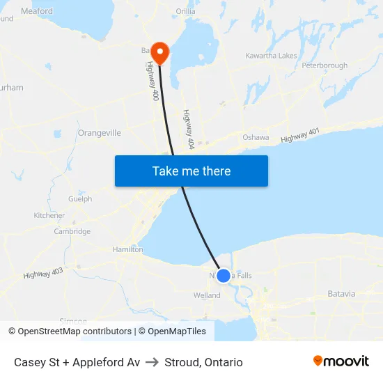 Casey St + Appleford Av to Stroud, Ontario map