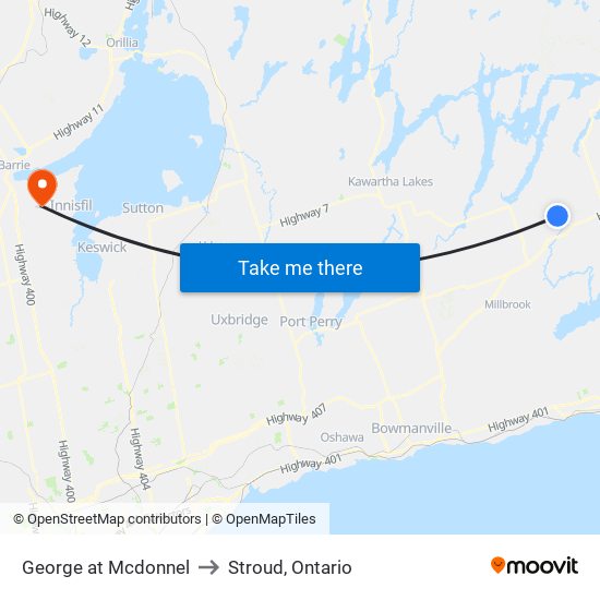 George at Mcdonnel to Stroud, Ontario map