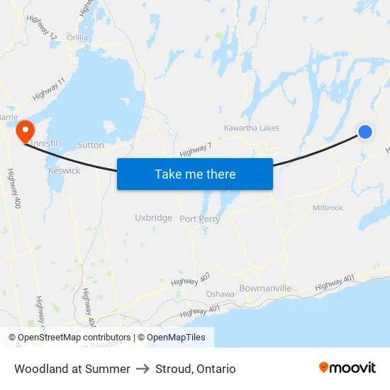 Woodland at Summer to Stroud, Ontario map