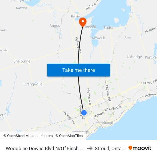 Woodbine Downs Blvd N/Of Finch Ave to Stroud, Ontario map