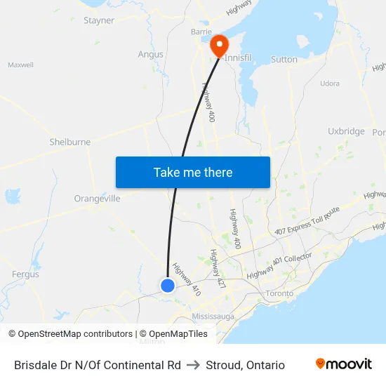 Brisdale Dr N/Of Continental Rd to Stroud, Ontario map