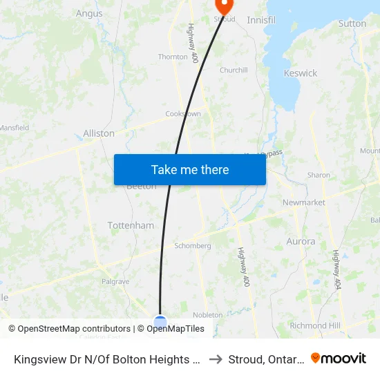 Kingsview Dr N/Of Bolton Heights Rd to Stroud, Ontario map