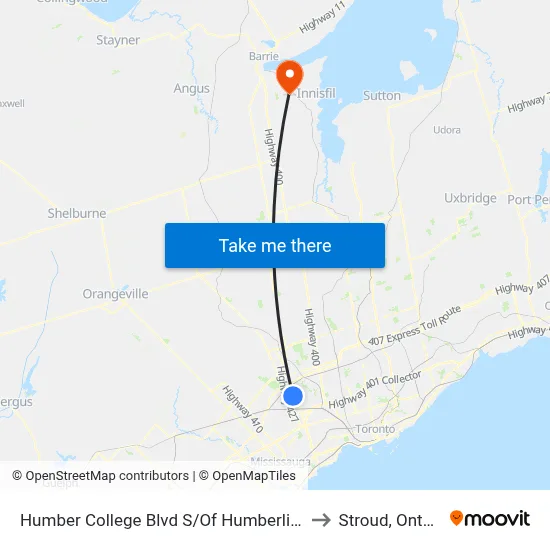 Humber College Blvd S/Of Humberline Dr to Stroud, Ontario map