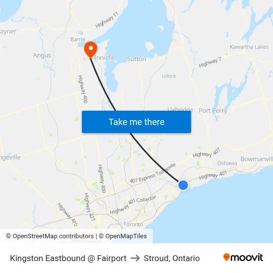 Kingston Eastbound @ Fairport to Stroud, Ontario map
