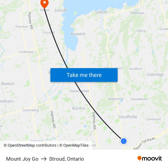 Mount Joy Go to Stroud, Ontario map